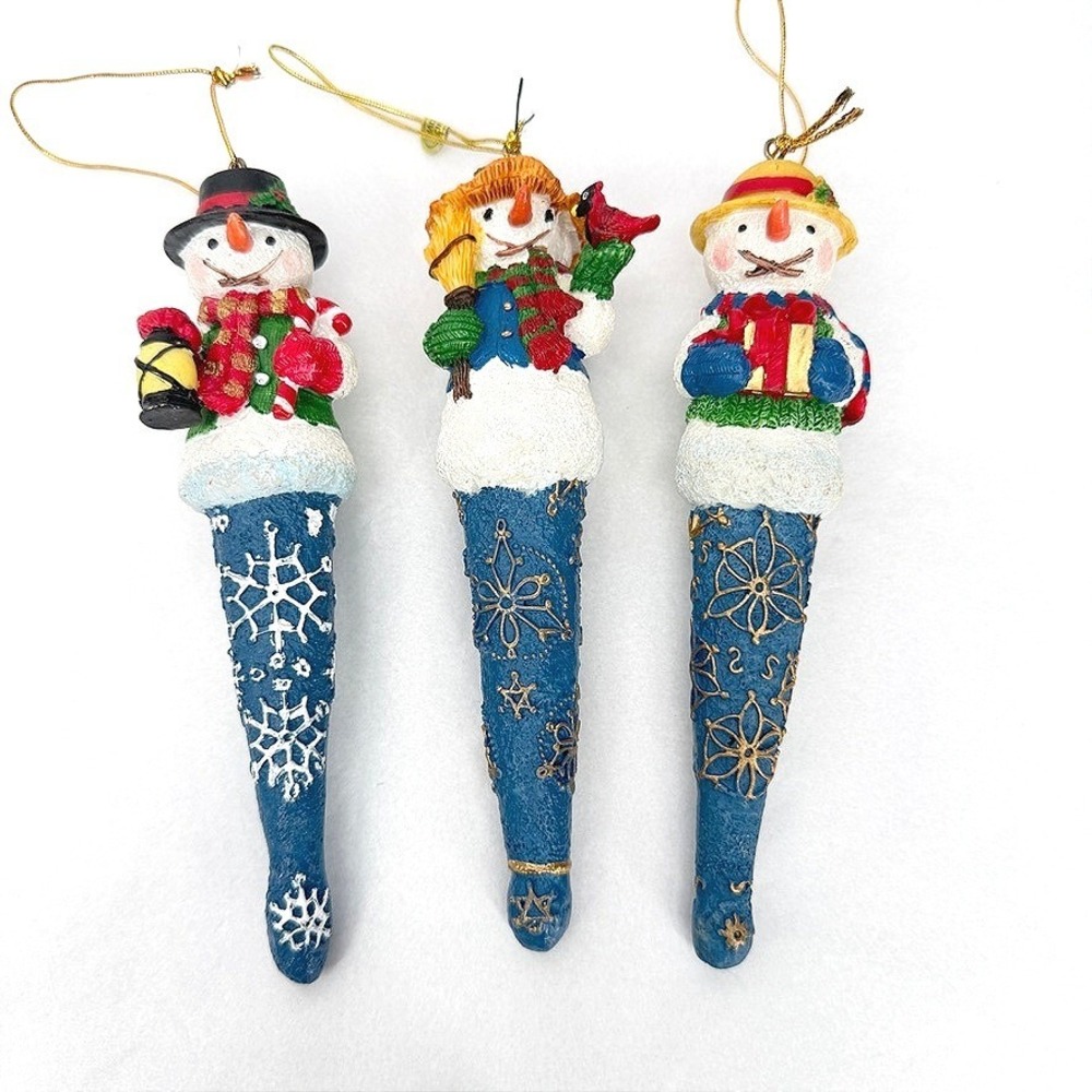 Snowman Icicle Ornament SET 3 Piece Light Cover Christmas Holiday Decor 6"